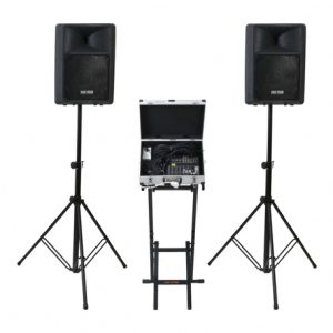 השכרת 2 רמקולים מוגברים 15" + מיקסר